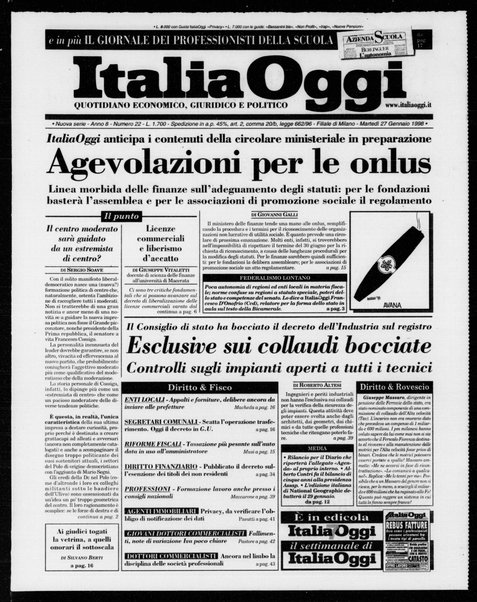 Italia oggi : quotidiano di economia finanza e politica